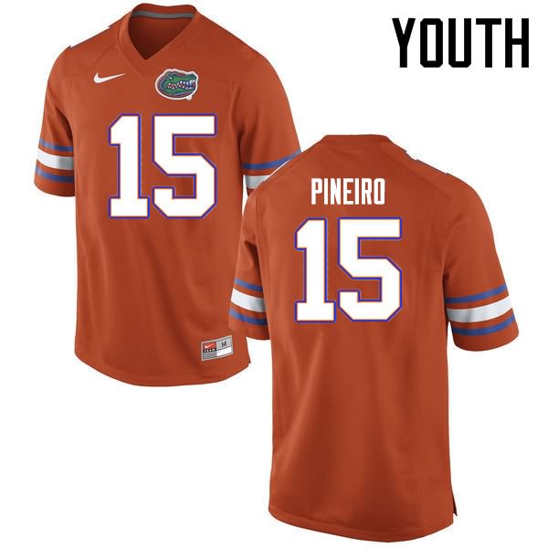 Youth NCAA Florida Gators Eddy Pineiro #15 Stitched Authentic Nike Orange College Football Jersey MNL7865RU